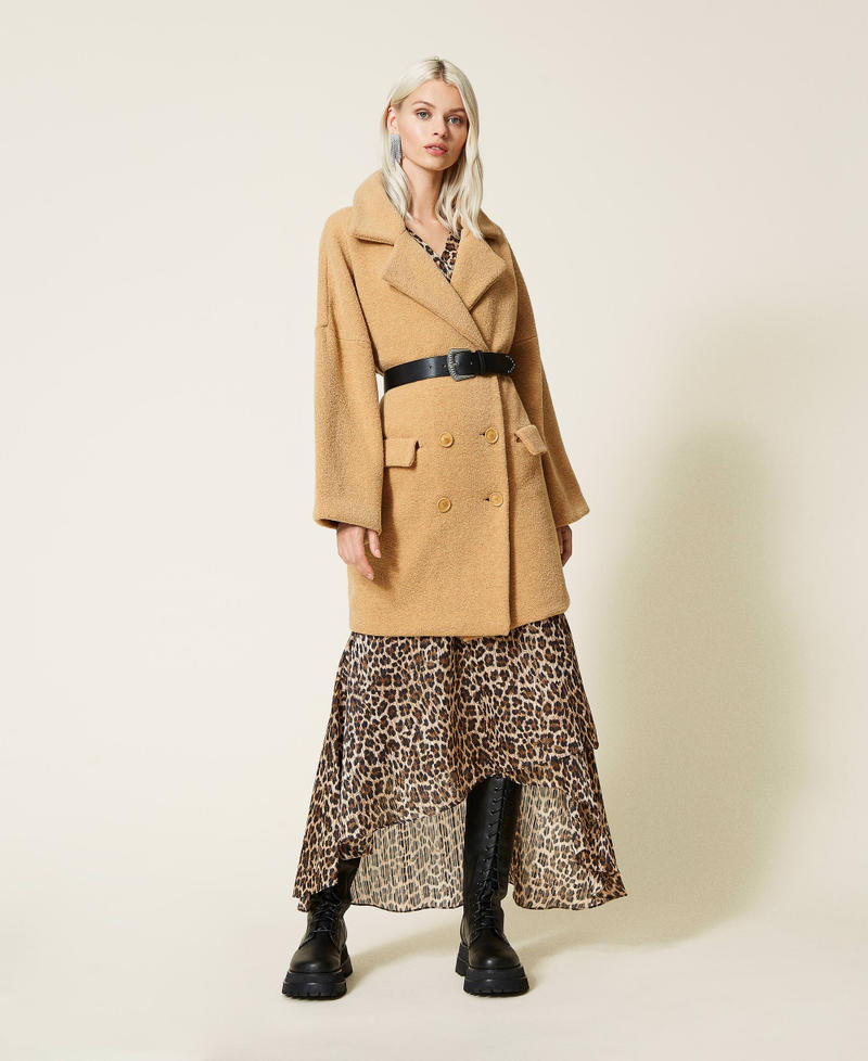 Vestido largo de jacquard de lúrex animal print Estampado Leopardo Mujer 212AT2152-0T