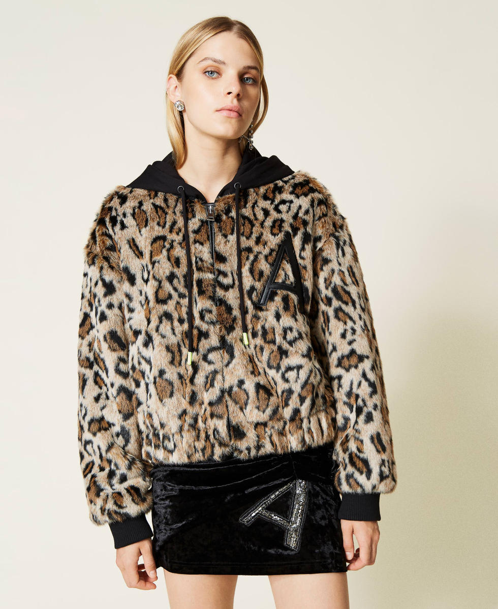 Amber animal print jacquard bomber jacket Woman Patterned