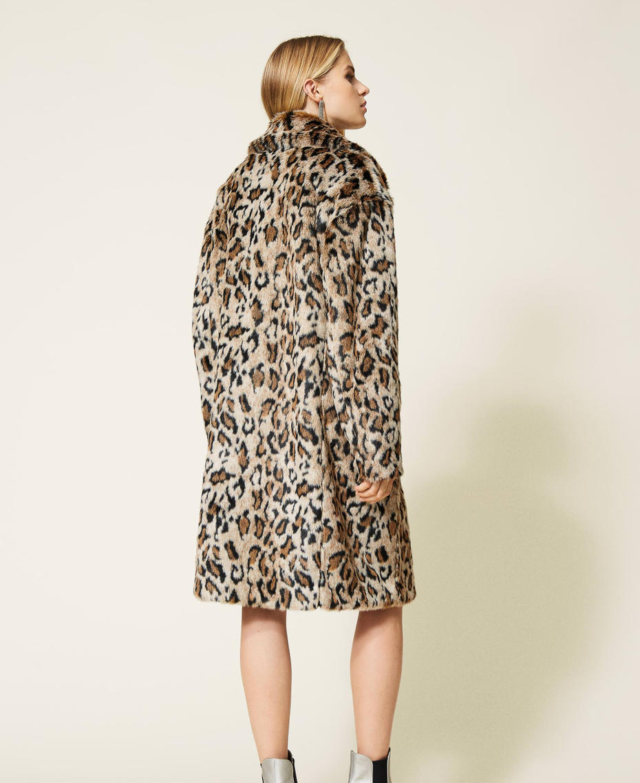 ‘Amber’ animal print jacquard coat Jaguar Print Woman 212AT2171-04