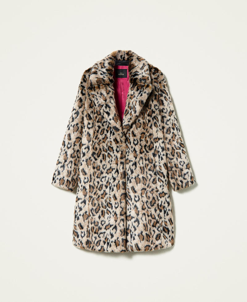&lsquo;Amber&rsquo; animal print jacquard coat Jaguar Print Woman 212AT2171-0S