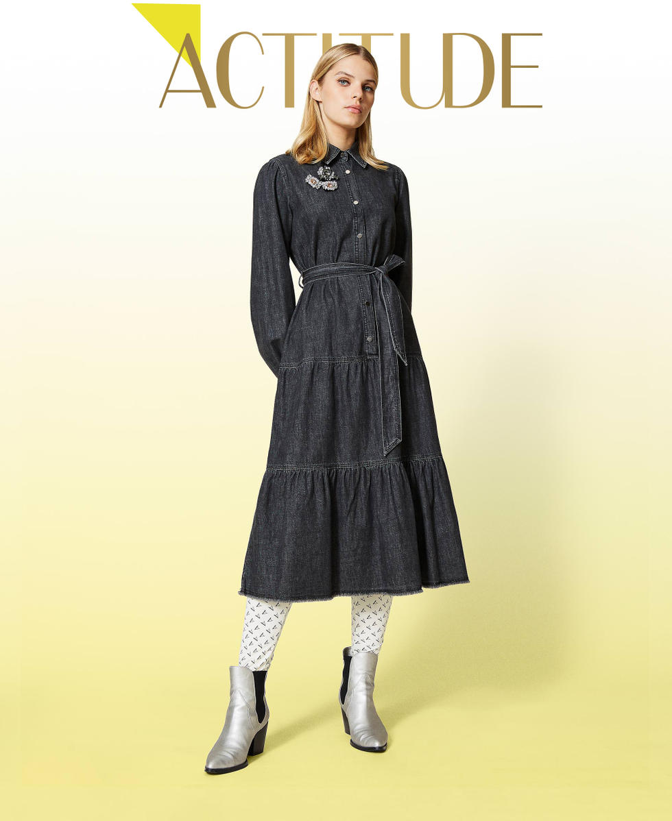Jeans long frock sale