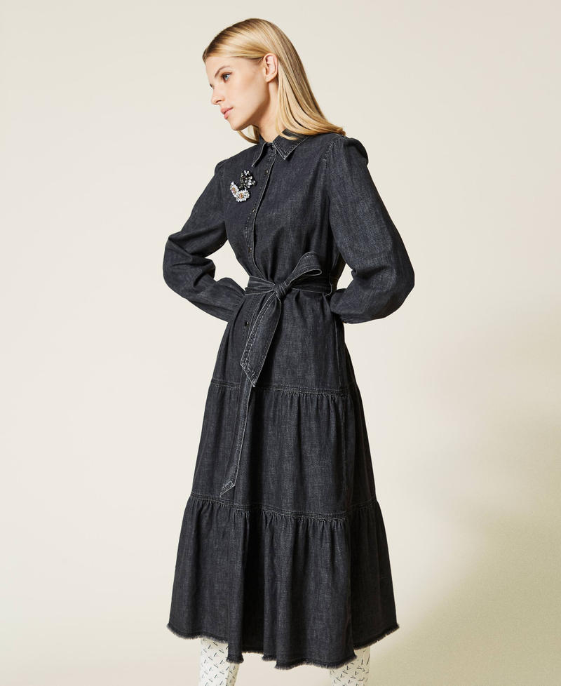 ‘Diamond’ denim long dress Black Denim Woman 212AT2182-02