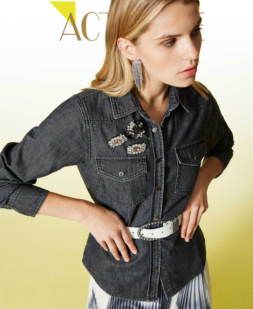 Chemise Diamond en jean Femme Bleu TWINSET Milano
