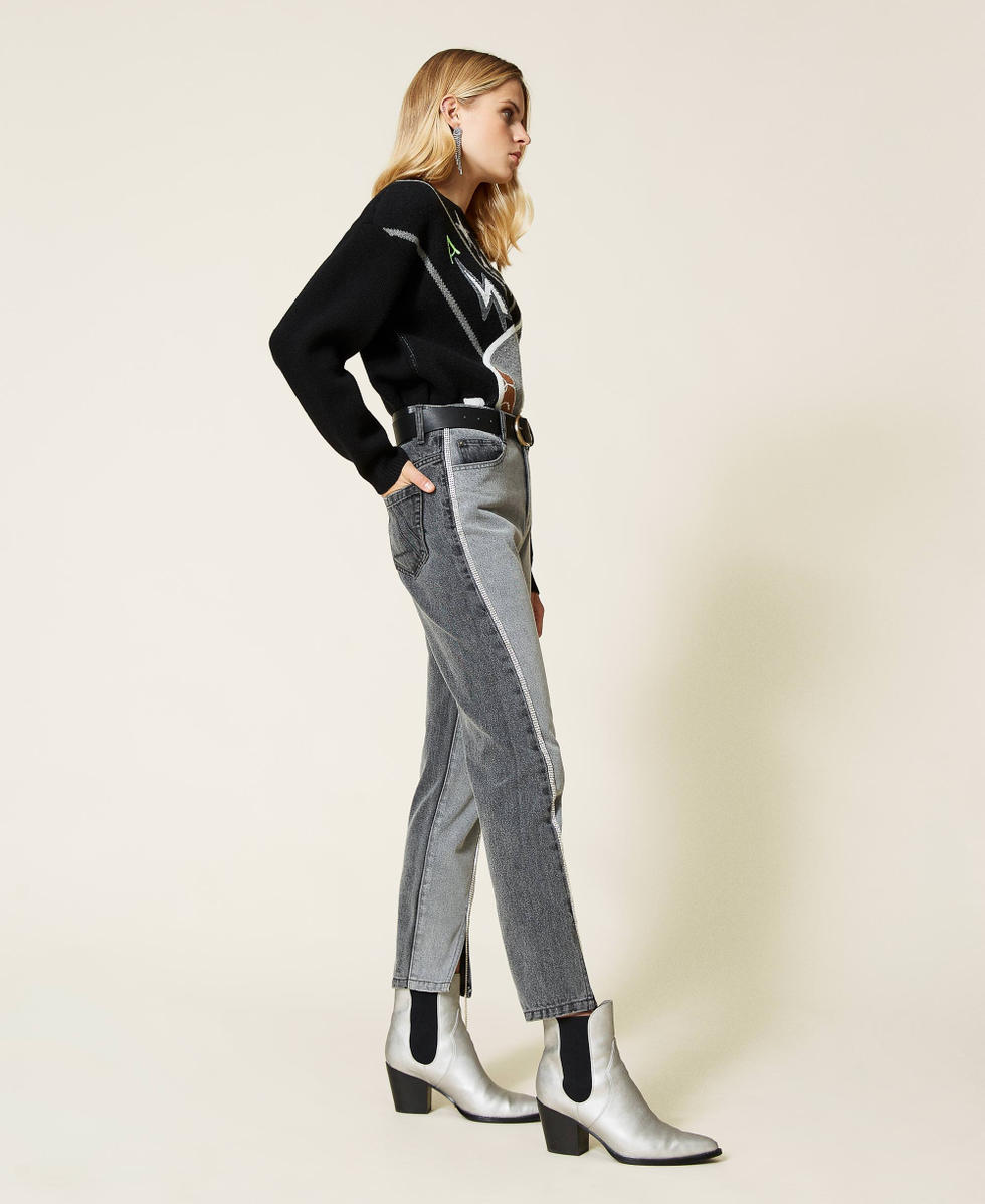 Jeans with rhinestones down the leg sales