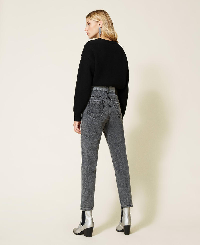 Джинсы Diamond со стразами Серый Деним женщина 212AT2190-04