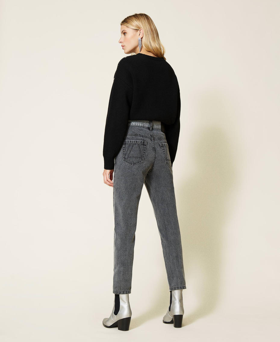 Джинсы Diamond со стразами Серый Деним женщина 212AT2190-04