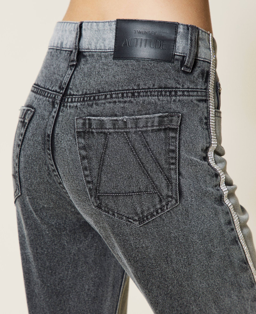&lsquo;Diamond&rsquo; jeans with rhinestones Grey Denim Woman 212AT2190-07