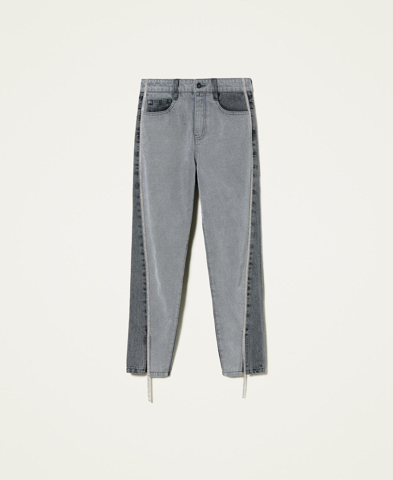 ‘Diamond’ jeans with rhinestones Grey Denim Woman 212AT2190-0S