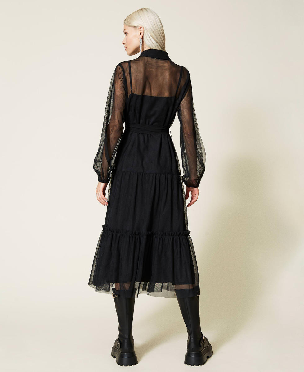 Long tulle dress Woman Black TWINSET Milano