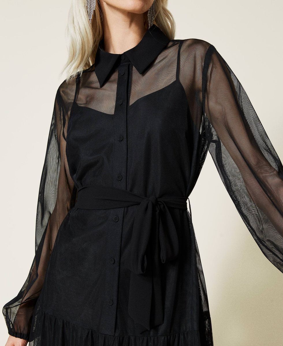 Long tulle dress Woman Black TWINSET Milano