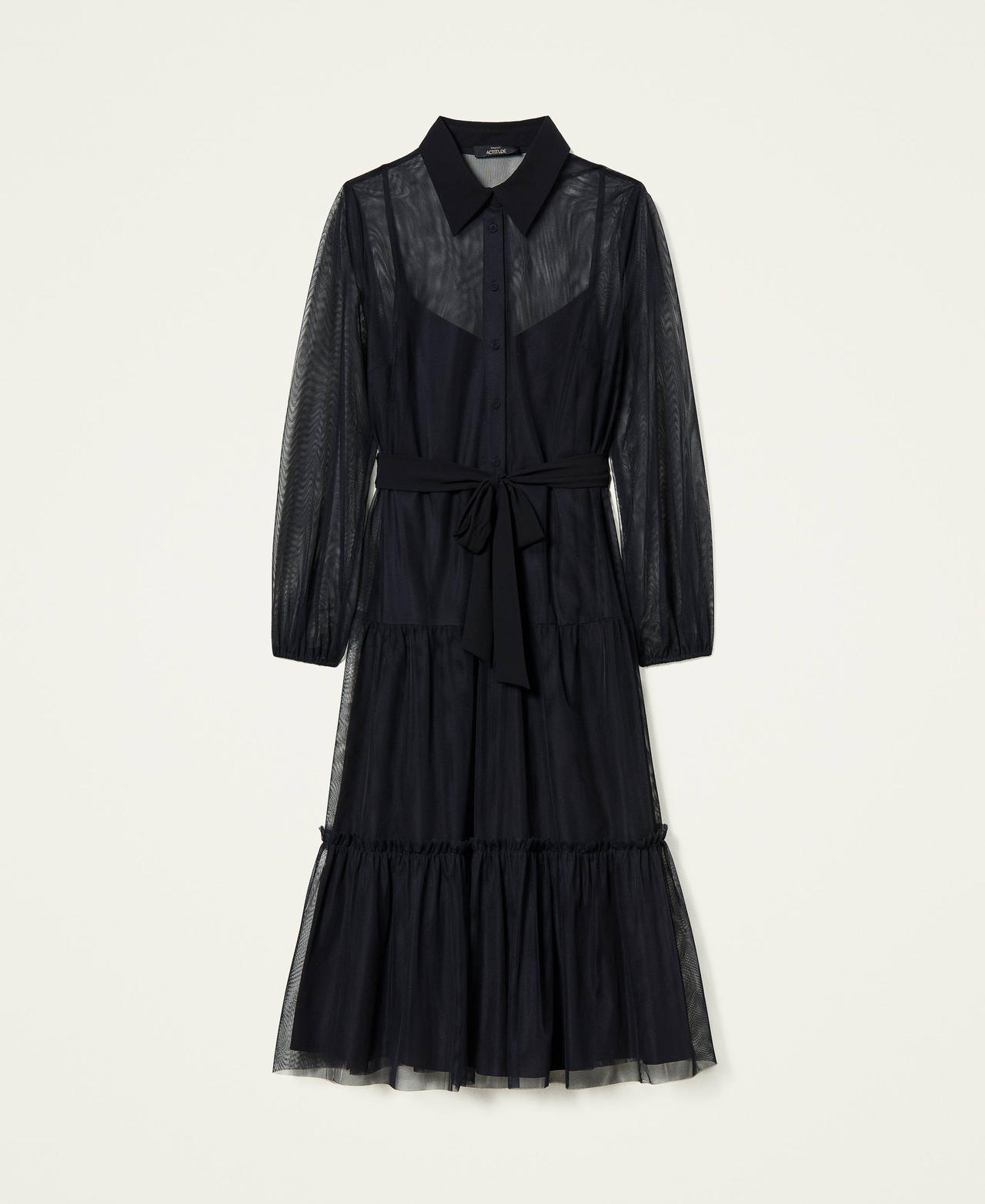 Длинное платье из тюля Черный женщина 212AT2200-0S
