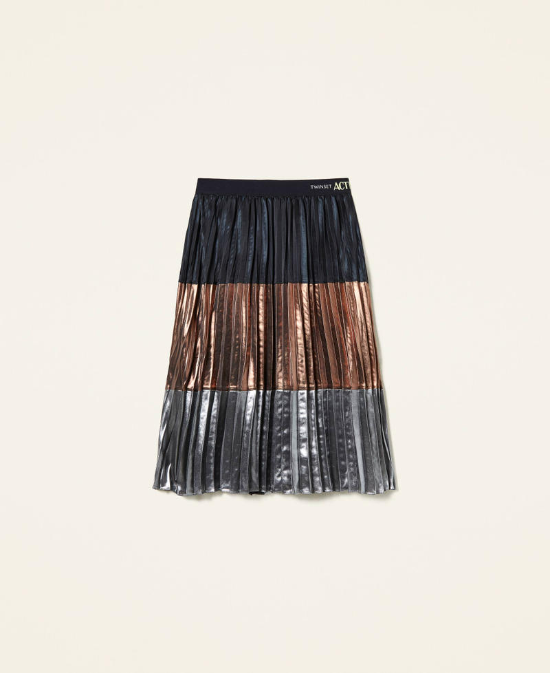Pleated georgette skirt &ldquo;Mou&rdquo; Beige / &ldquo;Metal Gun&rdquo; Grey / Black Woman 212AT2232-0S