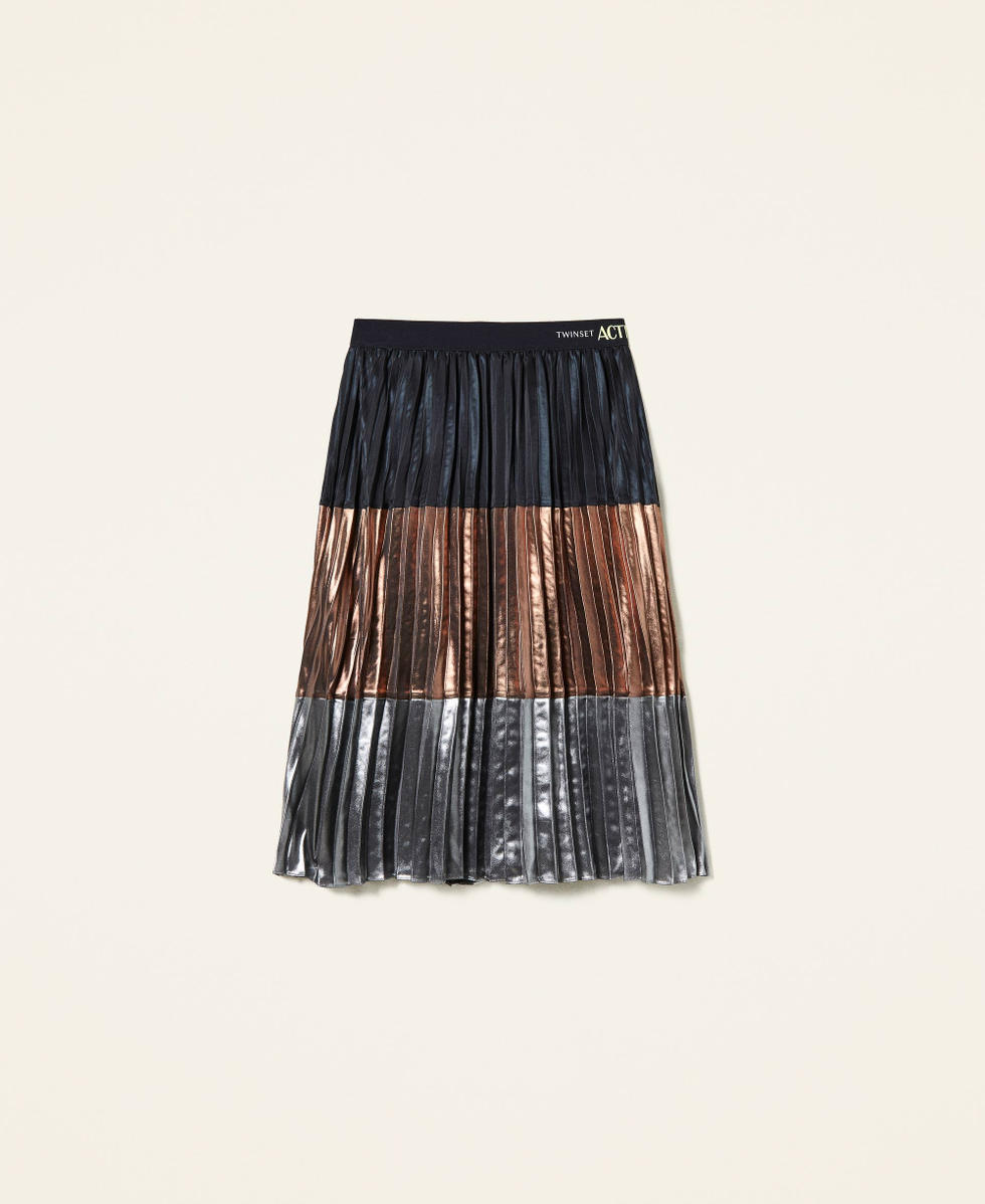 Gonna in georgette pliss&eacute; Beige "Mou" / Grigio "Metal Gun" / Nero Donna 212AT2232-0S