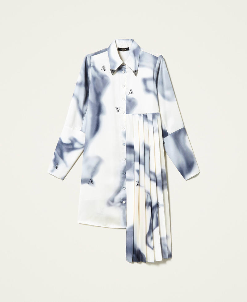 ‘Sphene’ twill shirt dress “Mother of Pearl” White Nuanced Print Woman 212AT2272-0S