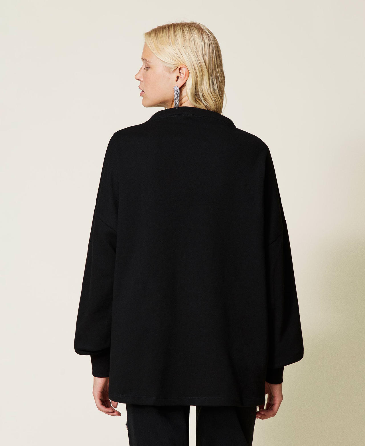 Felpa con logo ricamato Nero Donna 212AT2292-03
