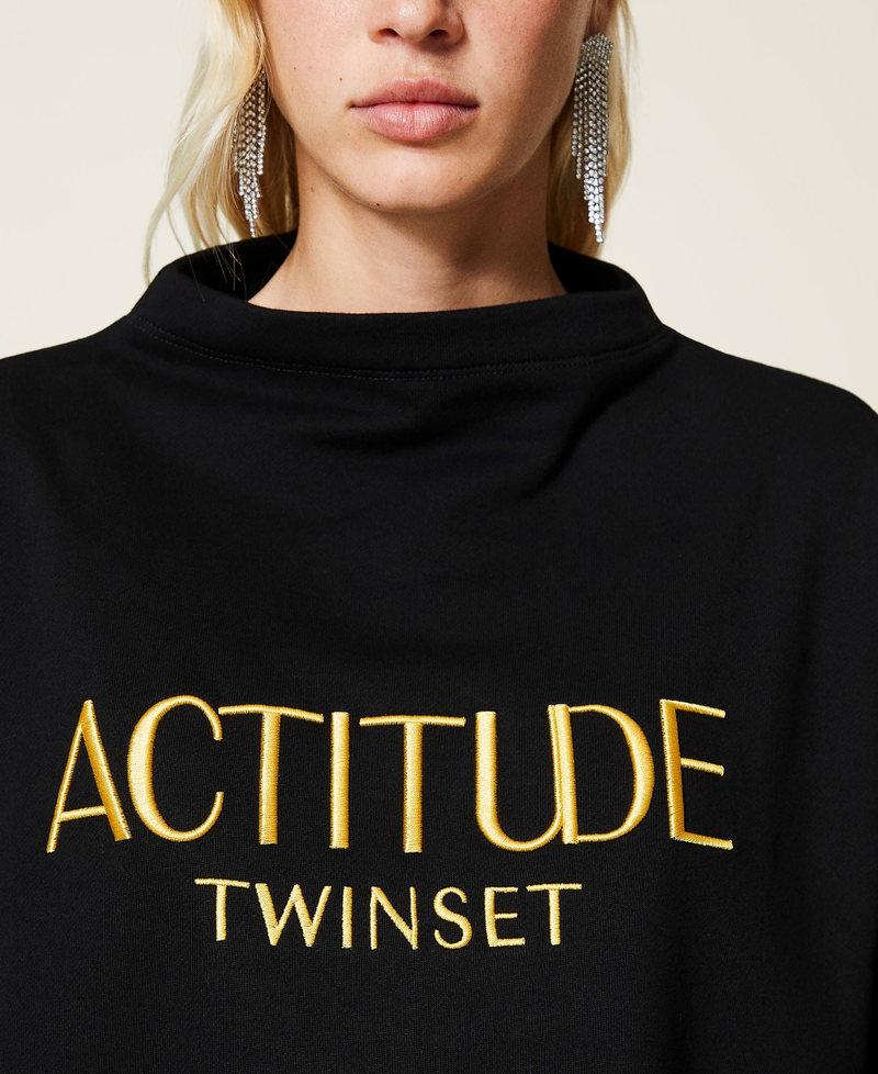 Felpa con logo ricamato Nero Donna 212AT2292-04