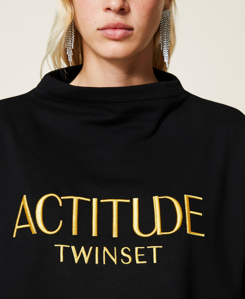 Sweatshirt mit Sticklogo Schwarz Frau 212AT2292-04