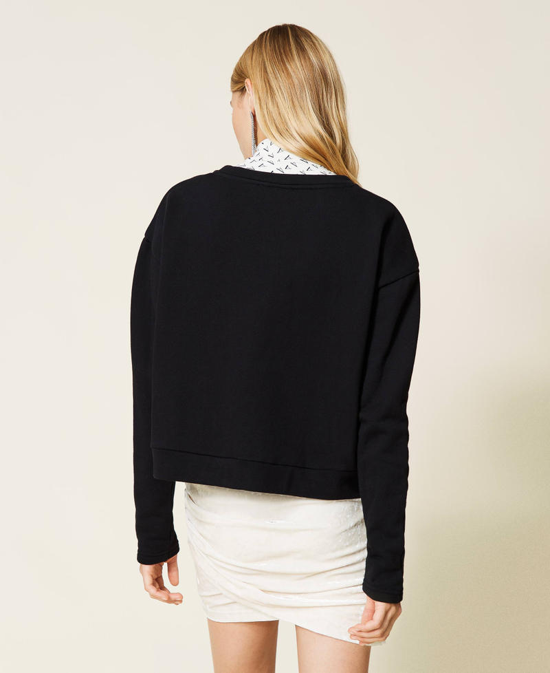 Kasten-Sweatshirt mit Print Schwarz Frau 212AT2302-04