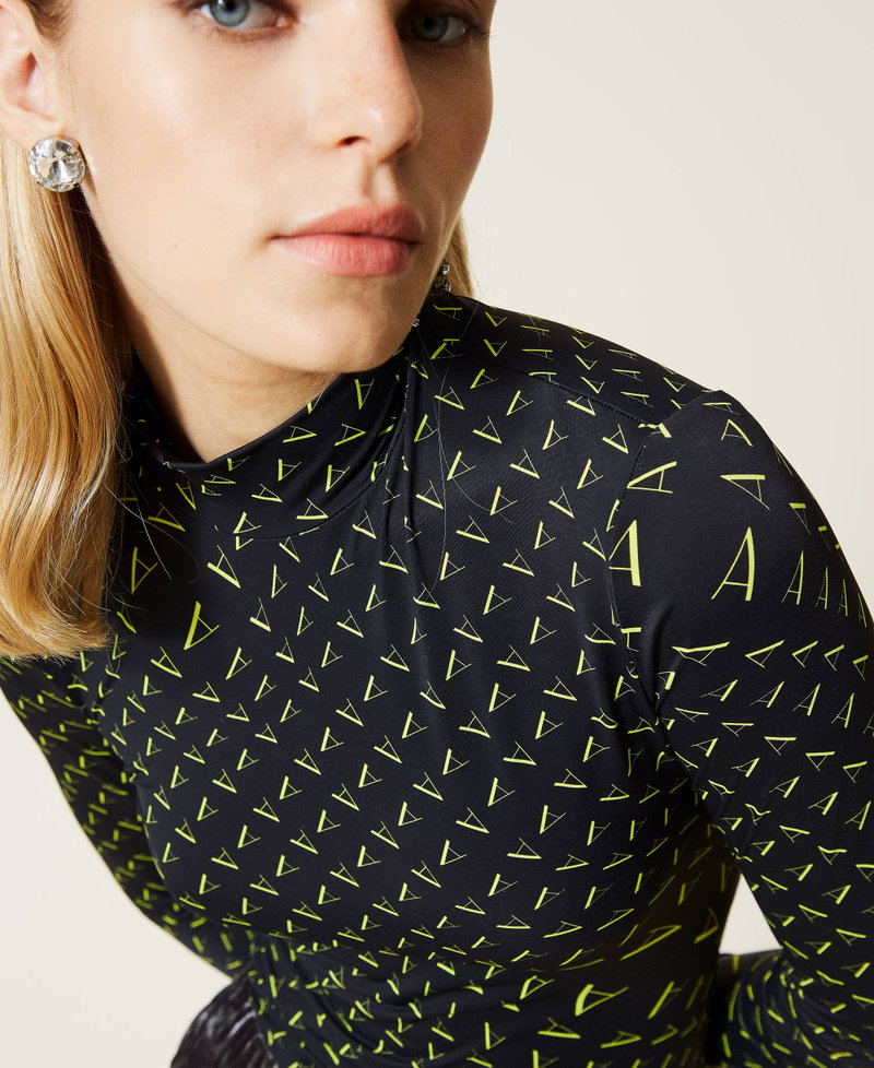 ‘Sapphire’ roll neck jumper with logo Neon Yellow Print Black Woman 212AT2310-05