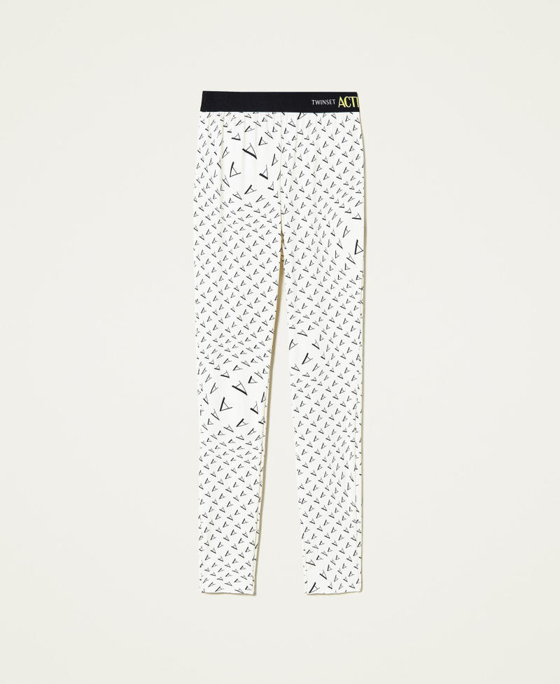 ‘Sapphire’ leggings with logo Black Print Mother of Pearl Woman 212AT2311-0S