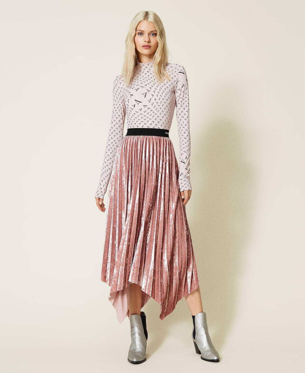 Pleated velvet hot sale skirt