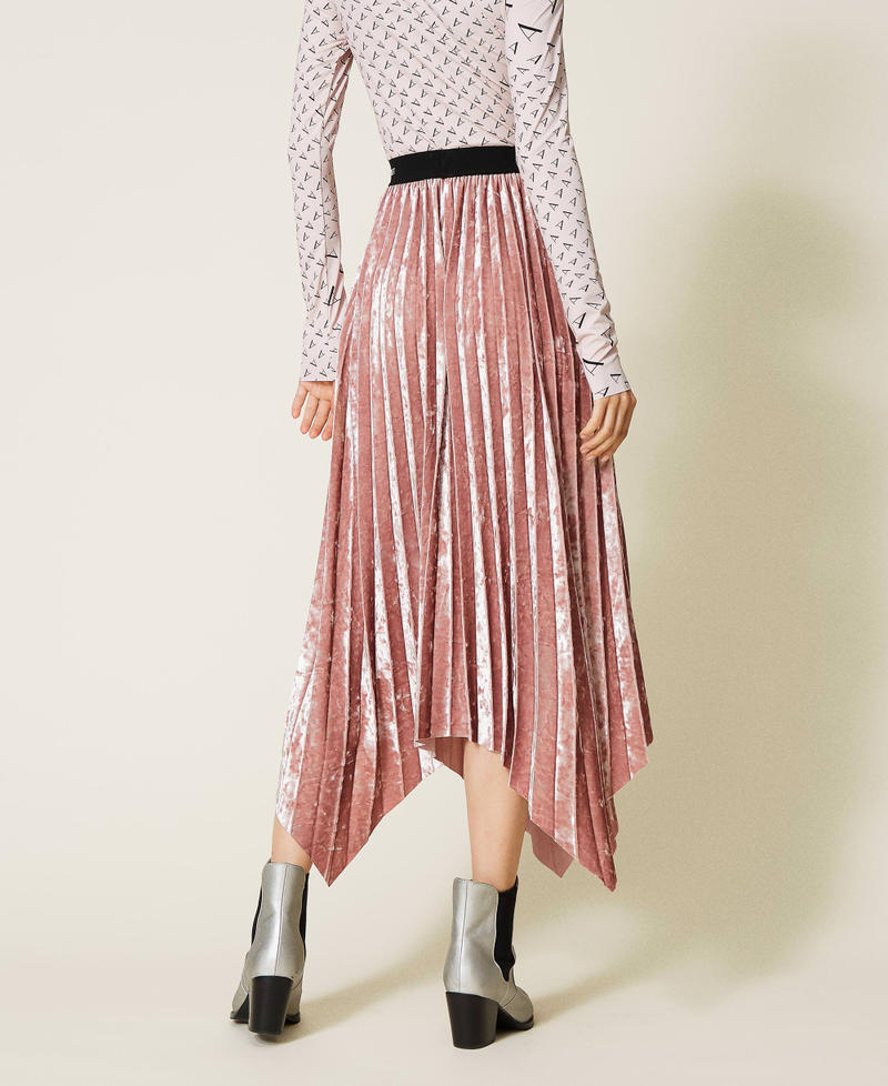 ‘Galena’ pleated velvet skirt "Wood Rose” Pink Woman 212AT2342-04