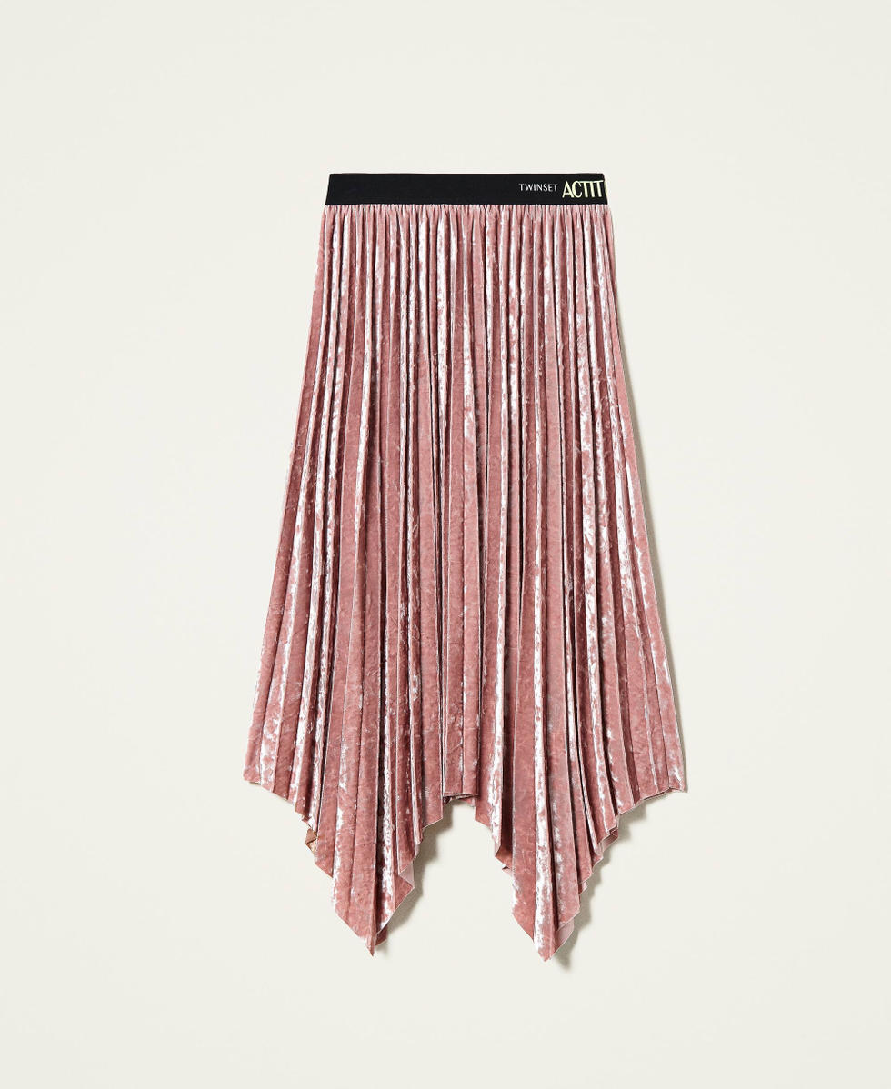 Pink pleated velvet skirt clearance