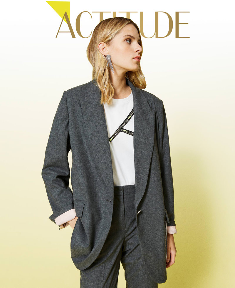 Giacca blazer in flanella Grigio M&eacute;lange Scuro Donna 212AT2360-01