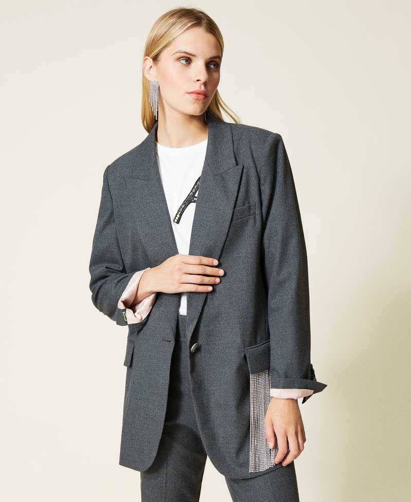 Giacca blazer in flanella Grigio M&eacute;lange Scuro Donna 212AT2360-02