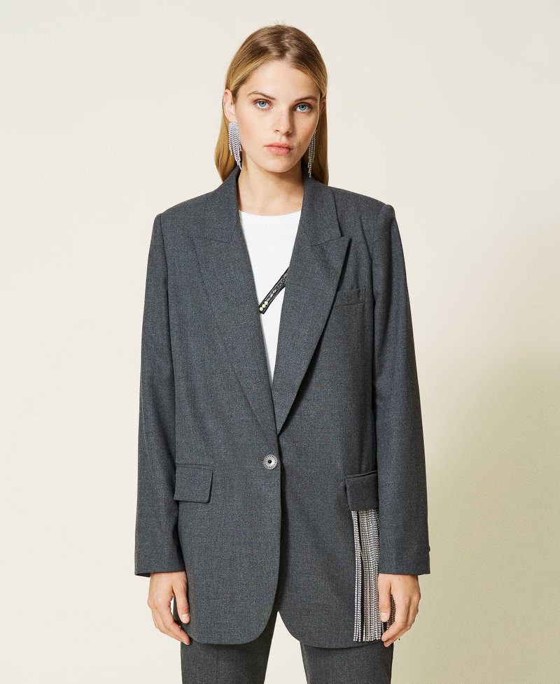 Giacca blazer in flanella Grigio M&eacute;lange Scuro Donna 212AT2360-06