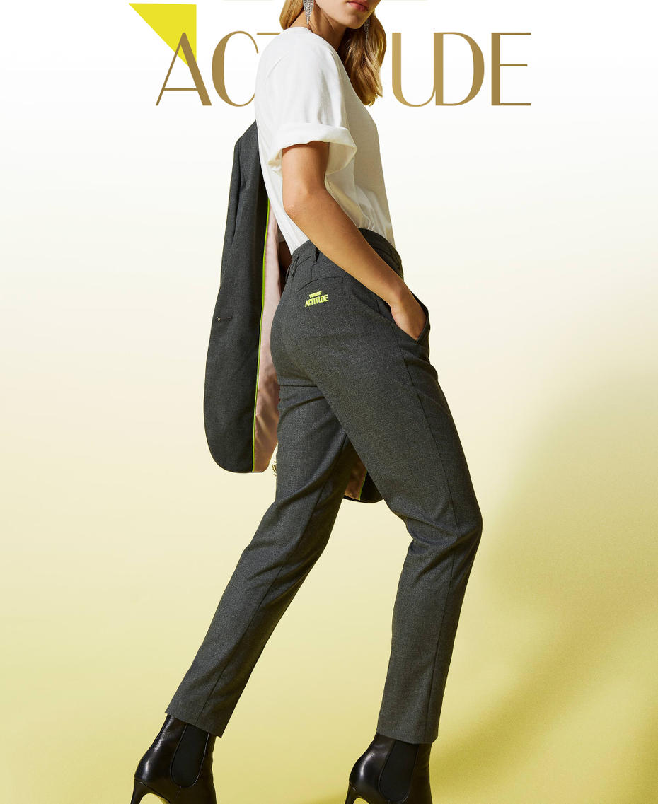 Flannel cigarette trousers Dark Gray M&eacute;lange Woman 212AT2363-01