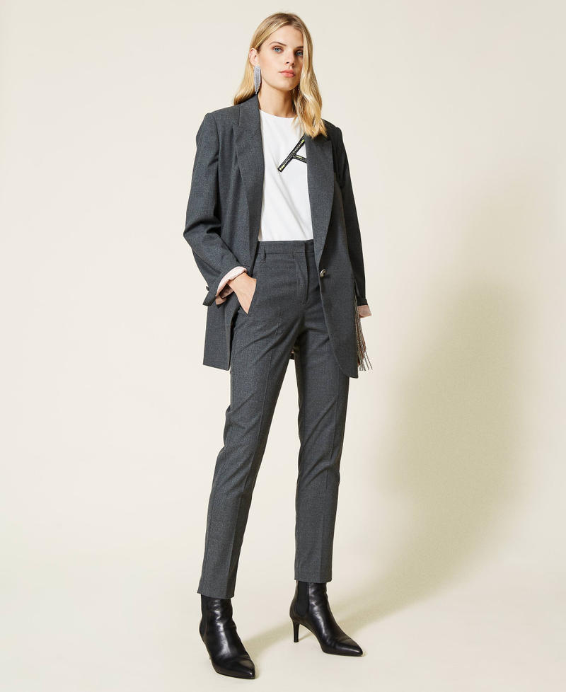 Flannel cigarette trousers Dark Gray Mélange Woman 212AT2363-02