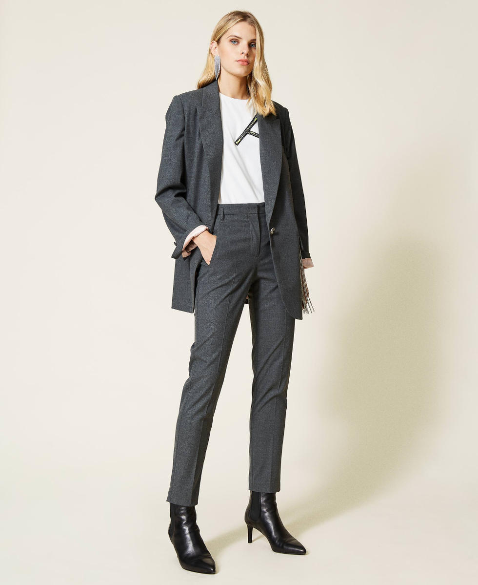 Pantalon cigarette en flanelle Femme Gris TWINSET Milano