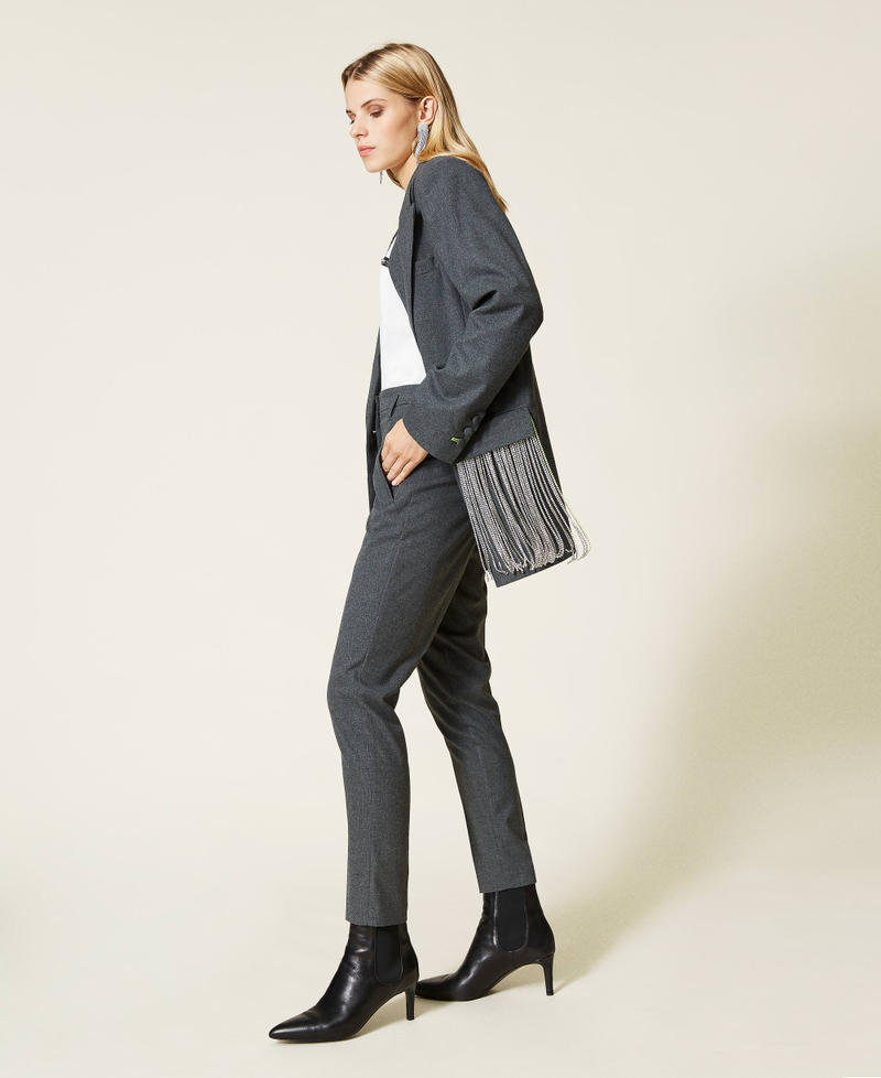 Flannel cigarette trousers Dark Gray M&eacute;lange Woman 212AT2363-03