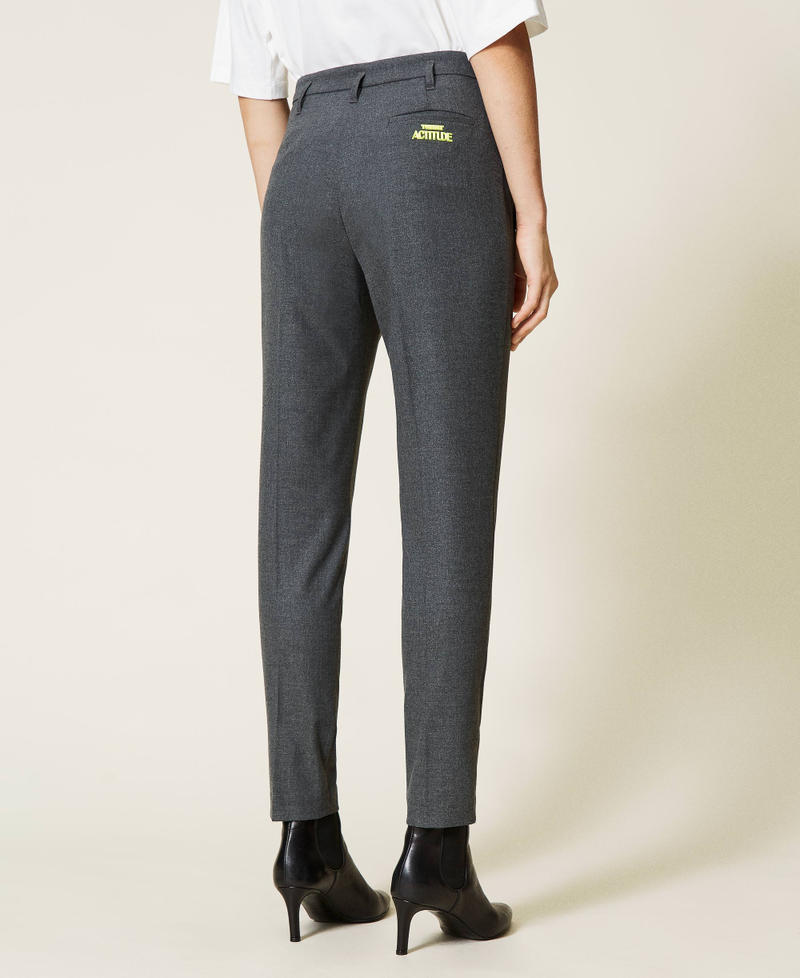 Flannel cigarette trousers Dark Gray Mélange Woman 212AT2363-04