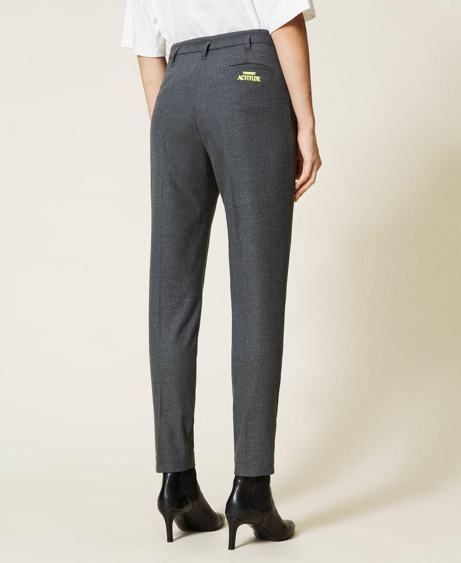 Flannel cigarette trousers Dark Gray M&eacute;lange Woman 212AT2363-04