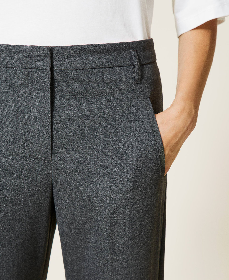 Flannel cigarette trousers Dark Gray M&eacute;lange Woman 212AT2363-05
