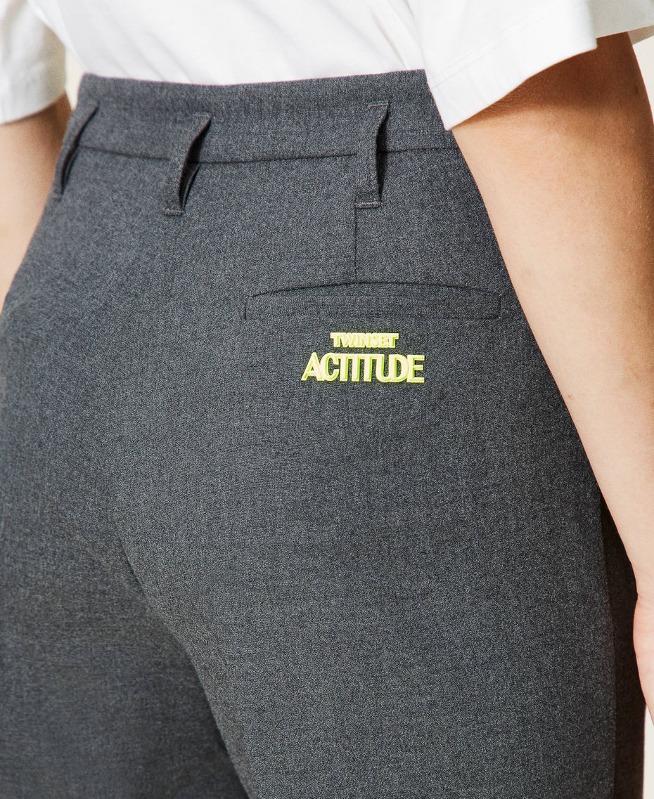 Flannel cigarette trousers Dark Gray M&eacute;lange Woman 212AT2363-06