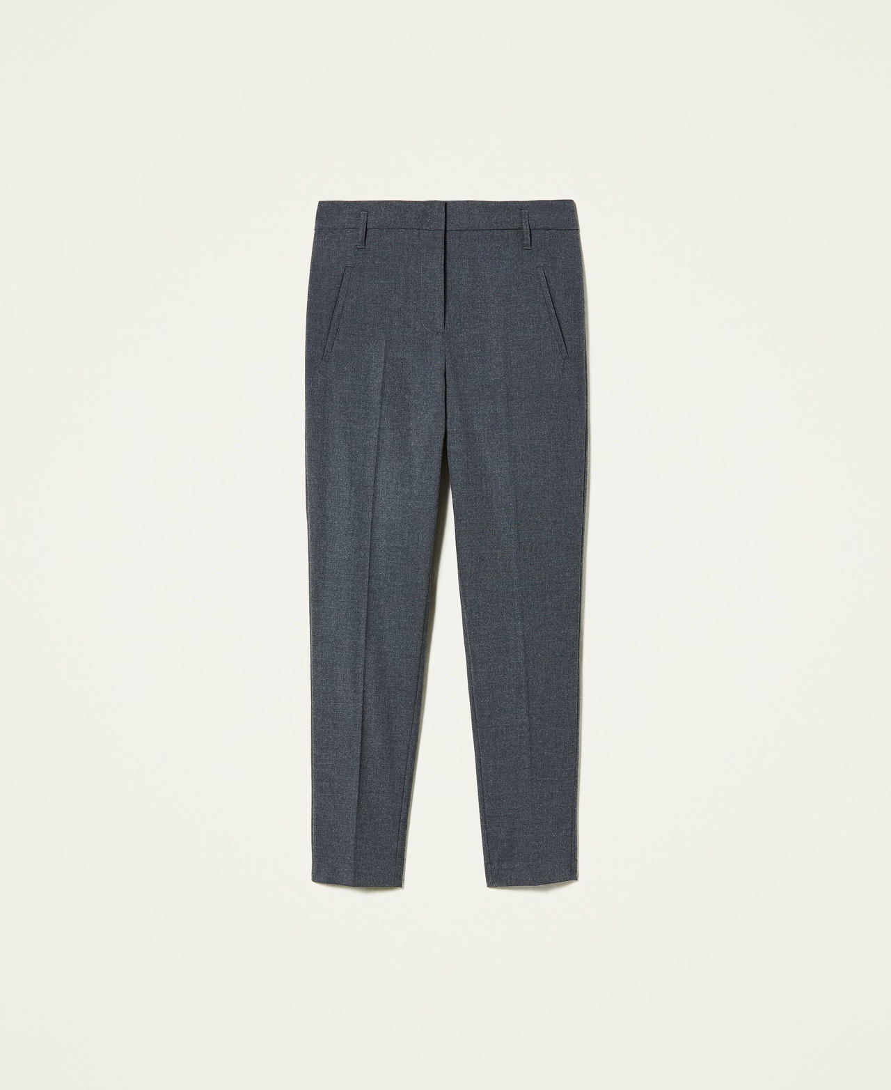 Flannel cigarette trousers Dark Gray M&eacute;lange Woman 212AT2363-0S