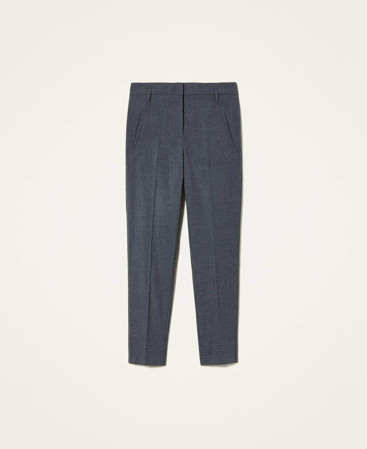 Flannel cigarette trousers Dark Gray Mélange Woman 212AT2363-0S