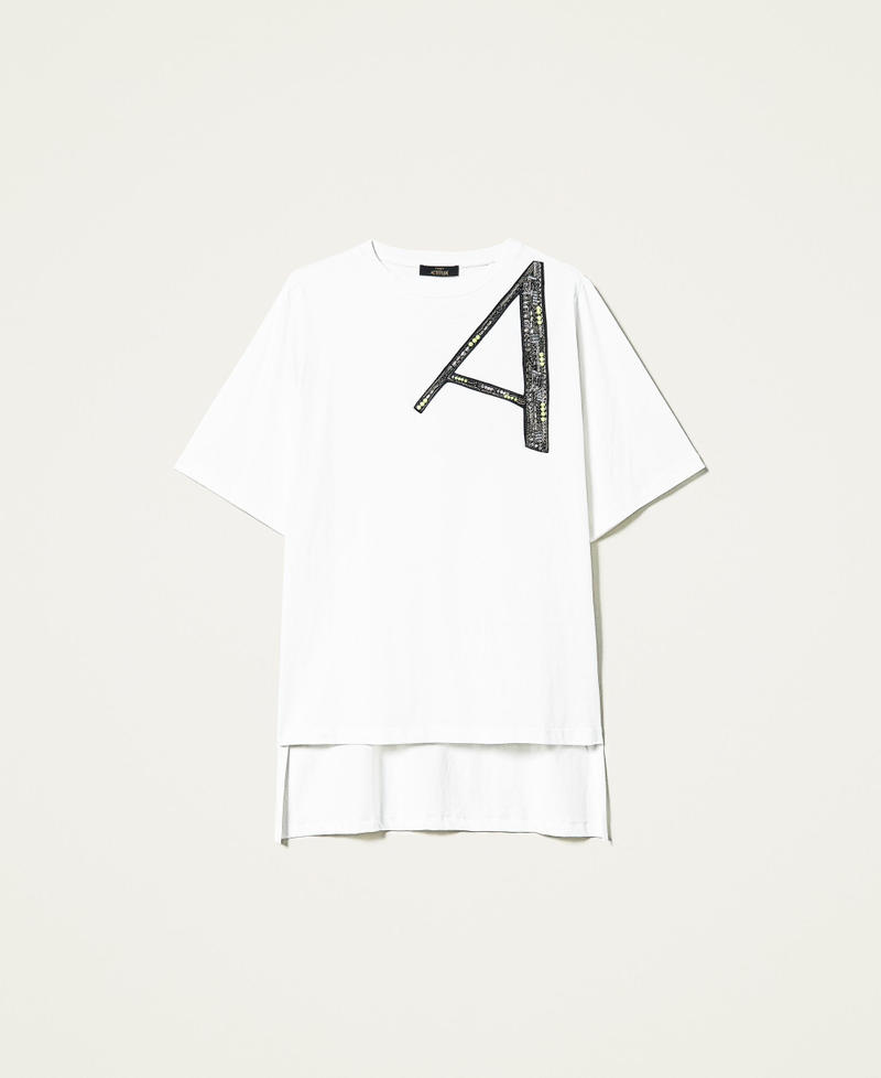 T-shirt con logo ricamato Donna, Bianco | TWINSET Milano