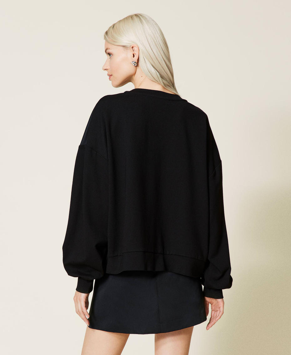 Sweat-shirt &laquo;&nbsp;Diamond&nbsp;&raquo; en satin duchesse Noir Femme 212AT2386-04
