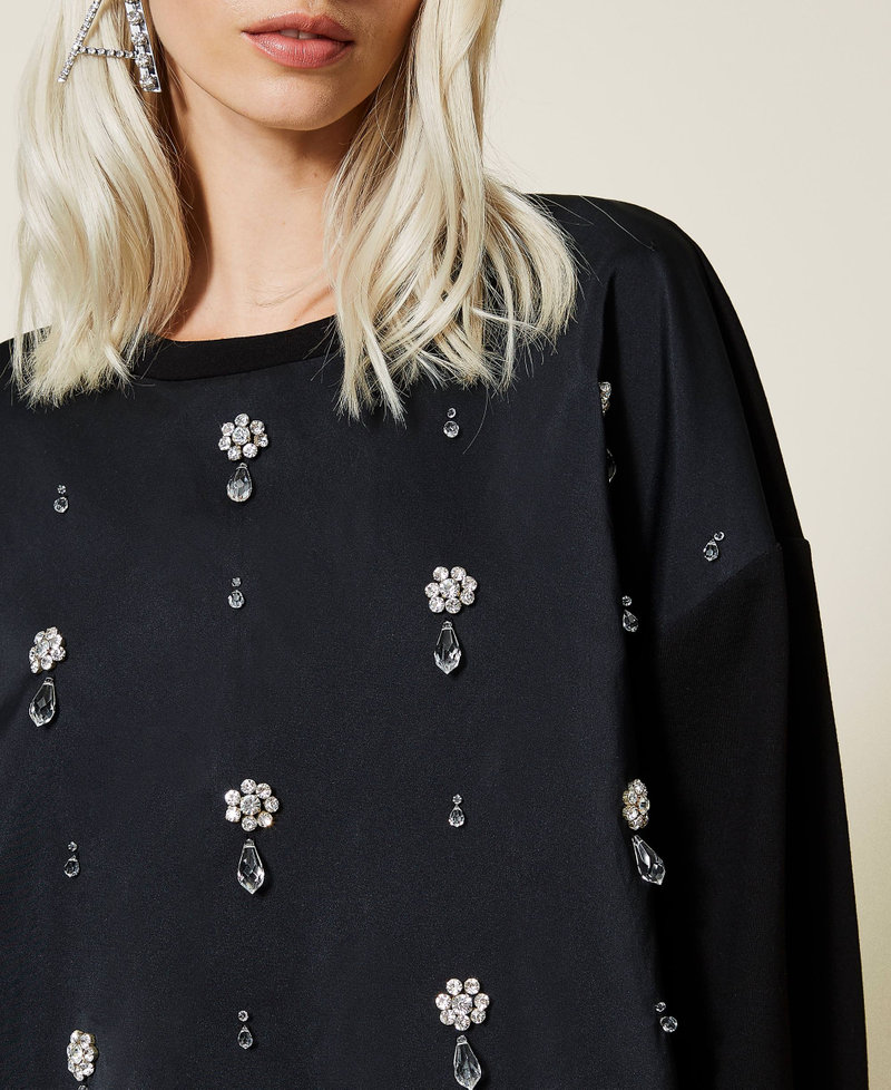 Sweat-shirt &laquo;&nbsp;Diamond&nbsp;&raquo; en satin duchesse Noir Femme 212AT2386-05