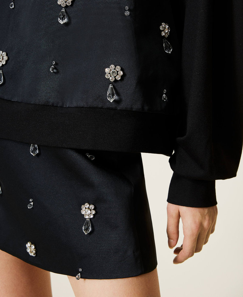 Sweat-shirt &laquo;&nbsp;Diamond&nbsp;&raquo; en satin duchesse Noir Femme 212AT2386-06