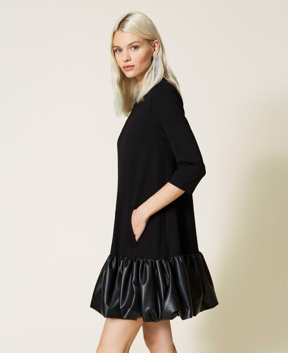 Robe avec volant fronce Femme Noir TWINSET Milano
