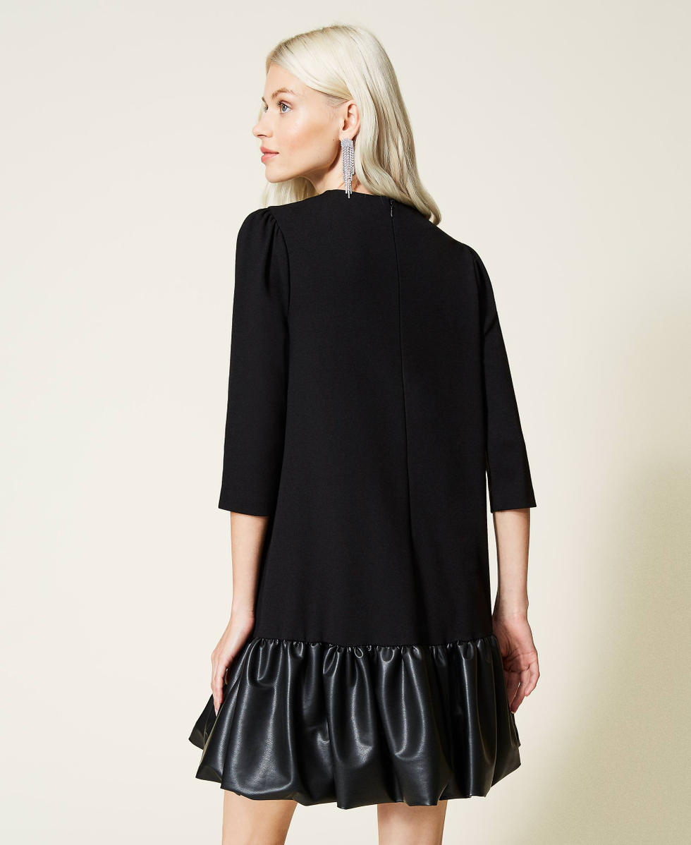 Dress with gathered flounce Black Woman 212AT2391-04