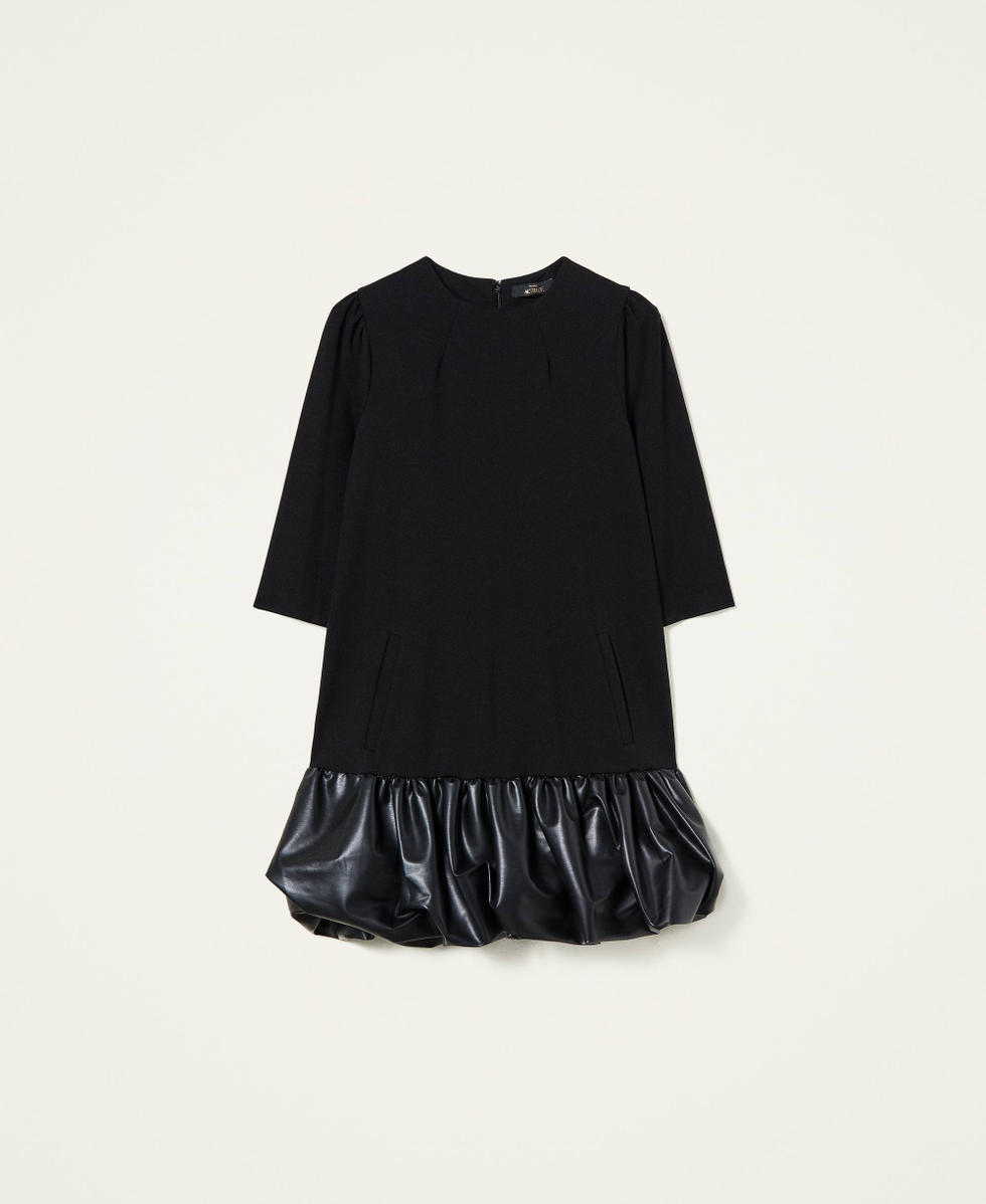 Dress with gathered flounce Black Woman 212AT2391-0S