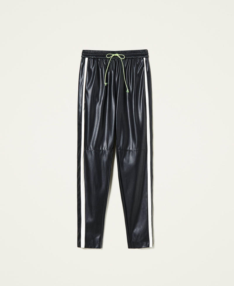 Joggers with contrasting bands Bicolour Black / Mother-of-pearl White Woman 212AT2401-0S