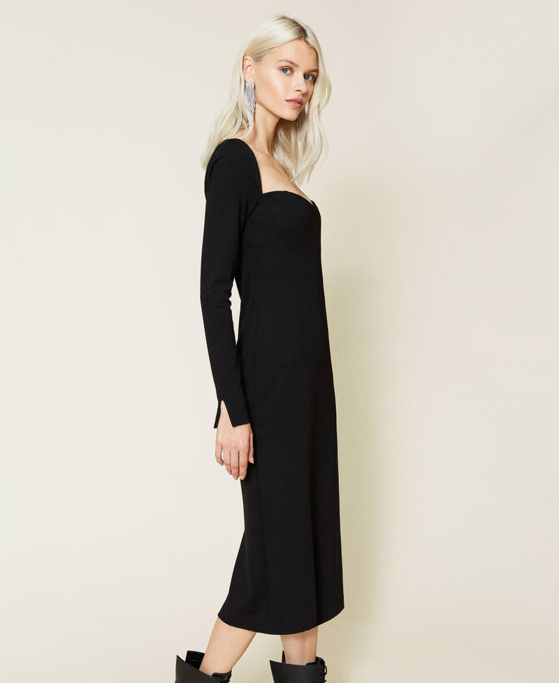 Abito fitted con scollo a cuore Nero Donna 212AT2410-04