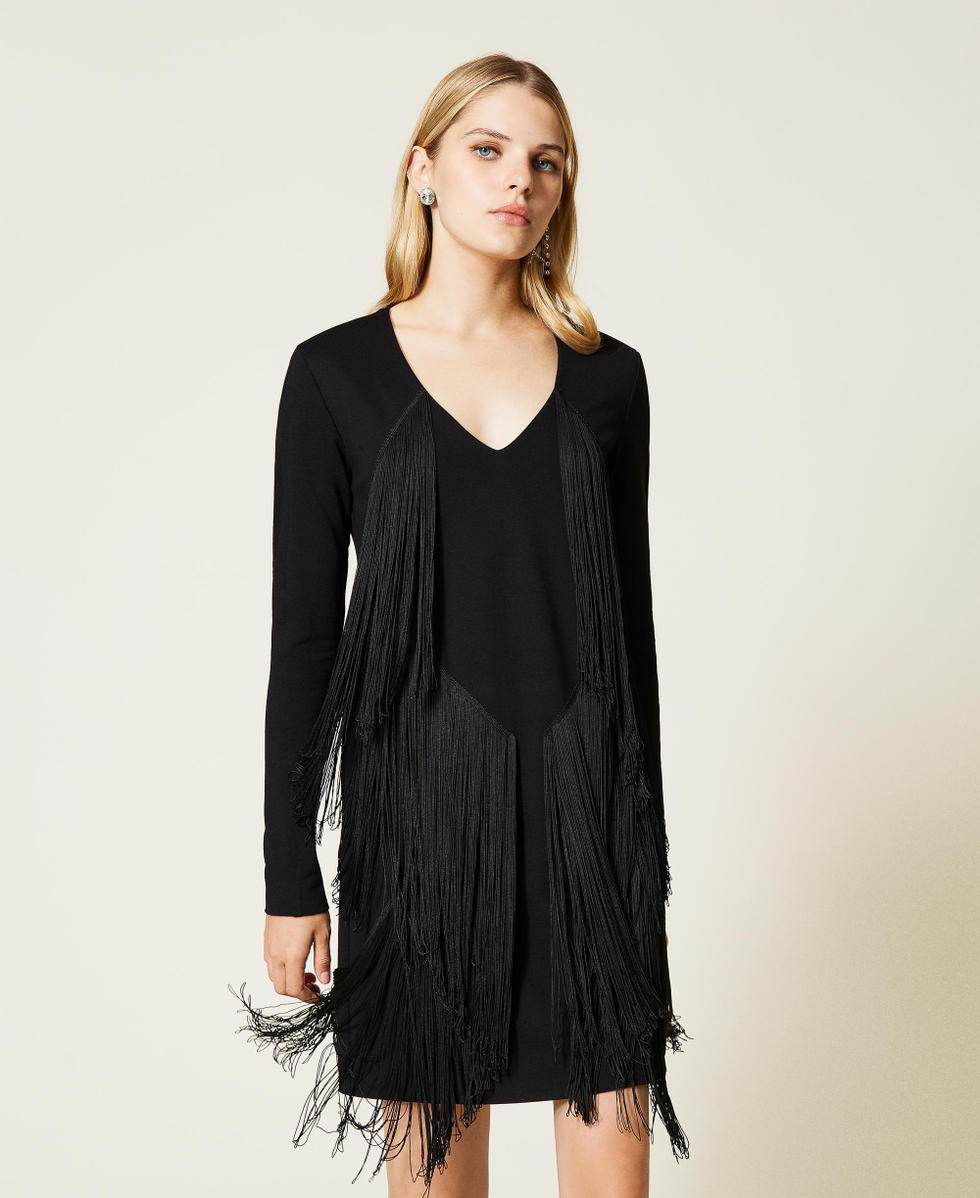Abito nero con frange store